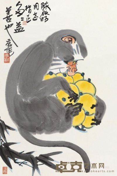 李燕 猴乐图 立轴 69×45cm