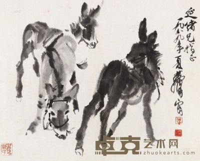 黄胄 1989年作 驴 镜心 48×60cm