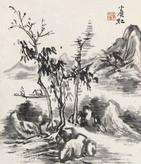 黄宾虹 山水 镜心