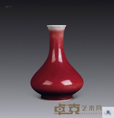 清雍正 红釉荸荠瓶 高19cm