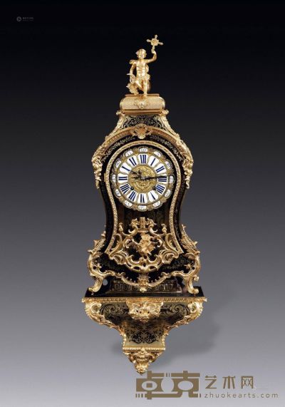 法国十八世纪?木制玳瑁铜鎏金布勒钟 高107cm