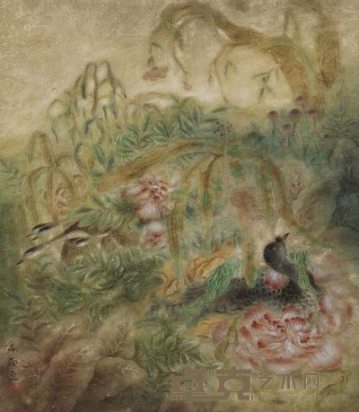雷苗 花鸟 镜心 45.5×39cm