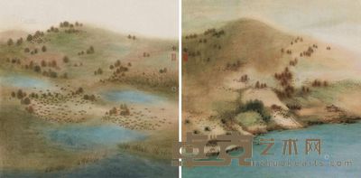 乔圆 山水 (二帧) 镜心 53×53cm;50.5×51cm