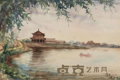 唐蕴玉 湖边风景 25×37.5cm