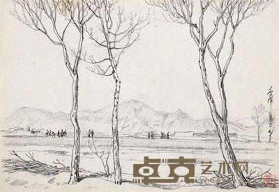 李桦 1956年作 田间劳作 27×39.5cm