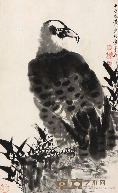 黄叶村 鹰 葛介屏题 33*53.5cm