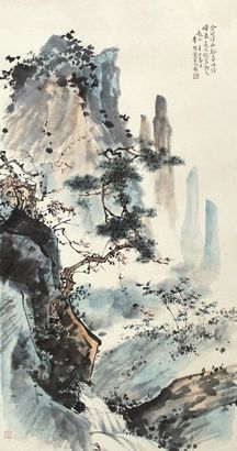 李研山 辛卯（1951年）作 松风竹韵图 立轴
