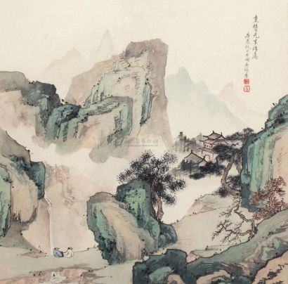 吴咏香 庚辰（1940年）作 观瀑图 镜心