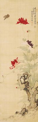 汤世澍 乙未（1895年）作 罂粟花 立轴