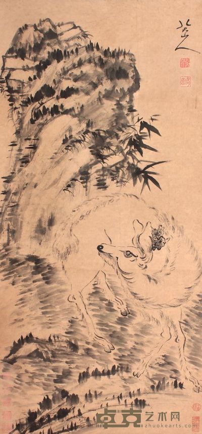八大山人 鹿立轴 102×48