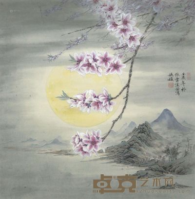 姚媛 壬辰（2012）年作 花月静好 镜框 47×47cm