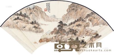 萧俊贤 丙戌（1946）年作 溪山无画 扇面 18×51cm
