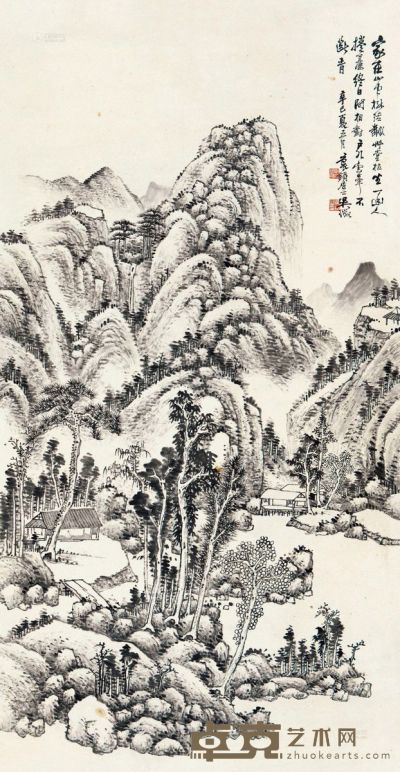 吴徵 辛巳（1941）年作 云山幽居 立轴 144×74cm