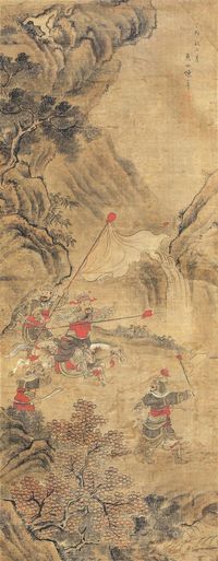 陈卓 癸卯（1663）年作 围猎图 镜片