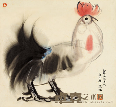韩美林 雄鸡图 35.5×38.5cm