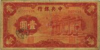 民国二十五年（1936年）中央银行“红牌坊”壹圆