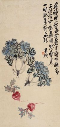 吴昌硕 一畦肥菜野风干 屏轴