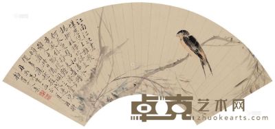 夏之鼎 寒鸟图 镜框 17.5×52.5cm