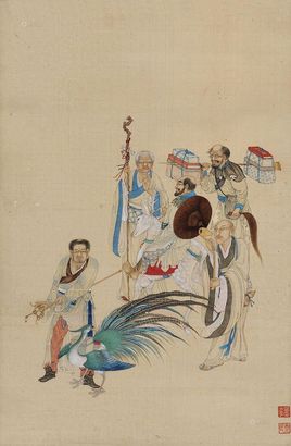 华子宥 罗汉图 屏轴