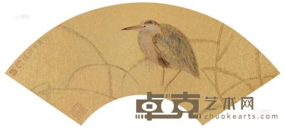 江宏伟 乙酉（2005）年作 鹭鸣声声 扇片 15.5×46cm