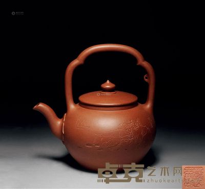 葛武英制、汪家芳绘、裘国强刻 菱花提梁壶