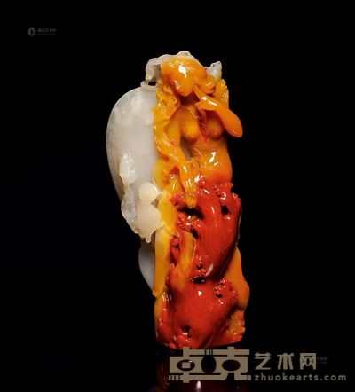 林飞 三色荔枝冻圆雕嘻嘻人生把件 高12.5cm