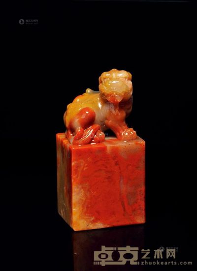 杜陵石圆雕狻猊钮印 3.4×2.8×7.1cm