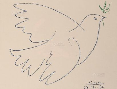毕加索 1961年作 飞翔的和平鸽