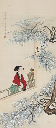 黄均 甲戌（1934年）作 赏梅图 立轴