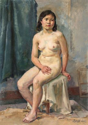 冯法祀 1952年作 坐姿女人体