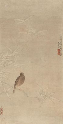 胡湄 丙辰（1676年）年作 修篁幽禽 立轴