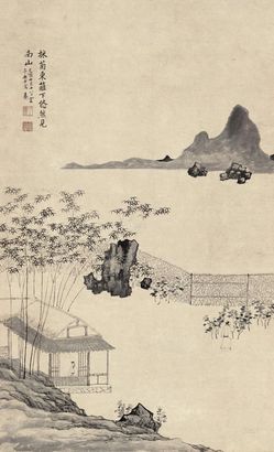 王綦 己酉（1609年）年作 采菊东篱 立轴