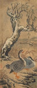 崔白 寒禽图 立轴