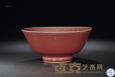 清雍正 祭红釉大碗 直径18.5cm