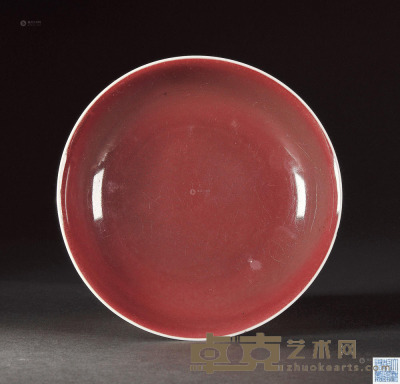清乾隆 祭红釉盘 直径17.5cm