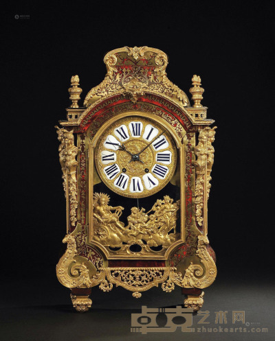 18世纪 玳瑁漆镶铜鎏金饰件座钟 高66cm