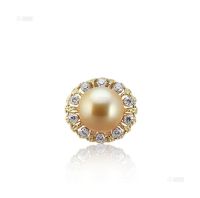 天然金色珍珠配钻石戒指