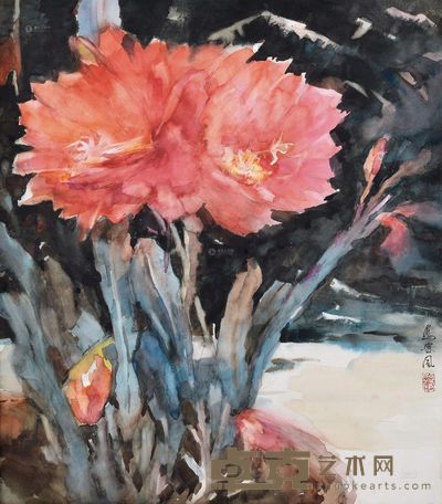 乌密风 80年代作 大丽菊 58×51cm