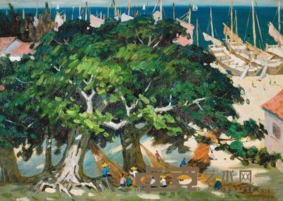黄文波 1978年作 碧海翠榕·之二 38×52cm