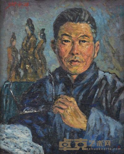 张沅吉 1965年作 自画像 44.5×36cm