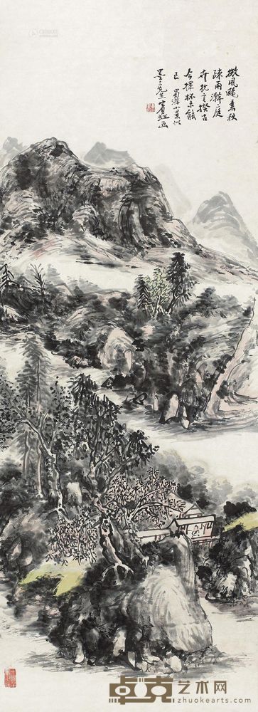 黄宾虹 蜀山图 镜框 135×49.5cm