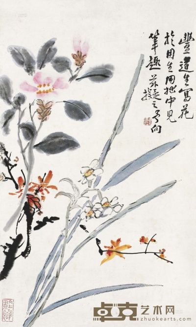 黄宾虹 花卉 立轴 74×43cm