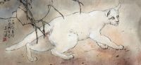 杨善深 1985年作 白猫图 镜框