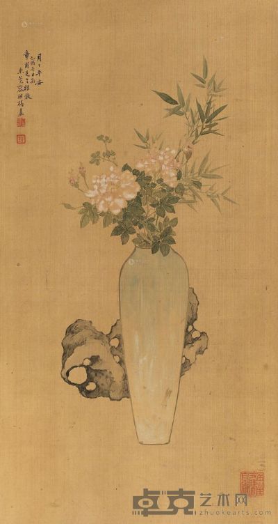 容祖椿 1909年作 平安图 立轴 73.5×39.5cm
