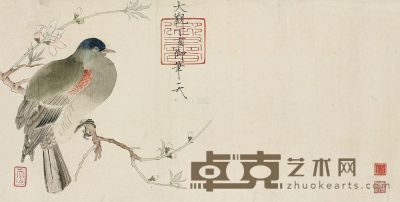 邓尔雅 临宋徽宗花鸟 镜框 22.5×44cm