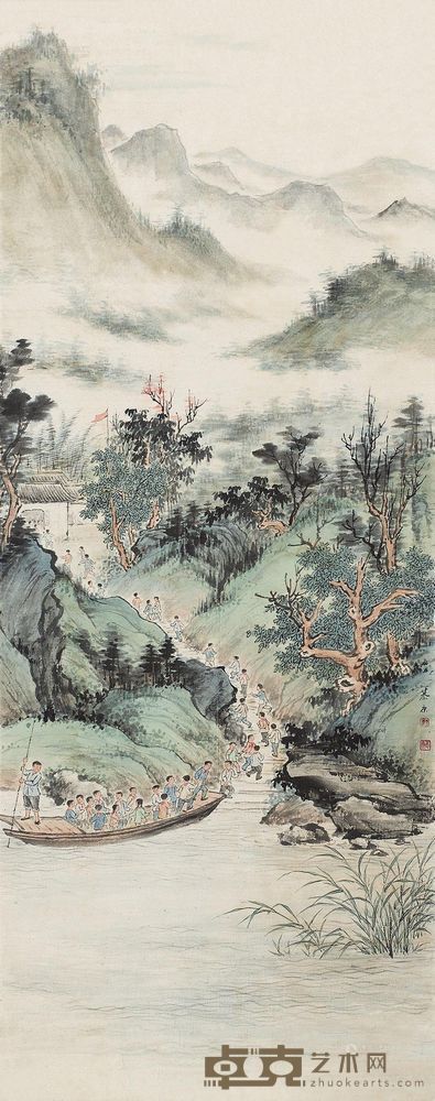 郑慕康 参观革命圣地 镜框 89.5×35.5cm