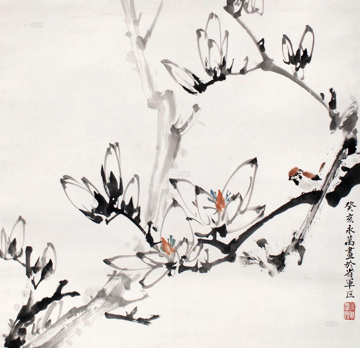 徐永万 白玉兰 立轴