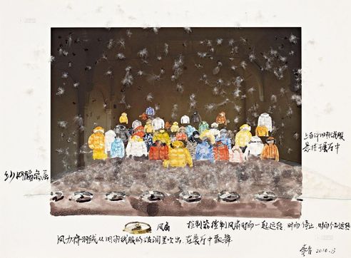 李青 2010年作 飘零（装置草图）