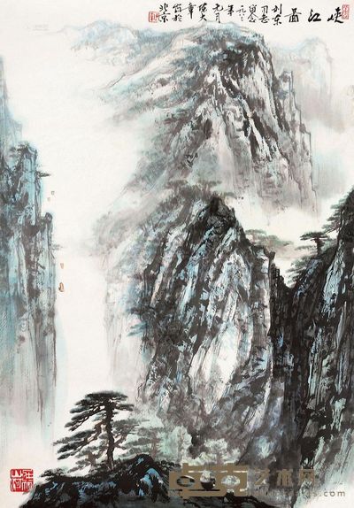 陈大章 峡江图 立轴 68×47cm