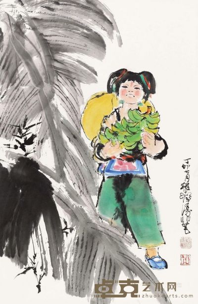 程十发 蕉荫 立轴 68×45cm